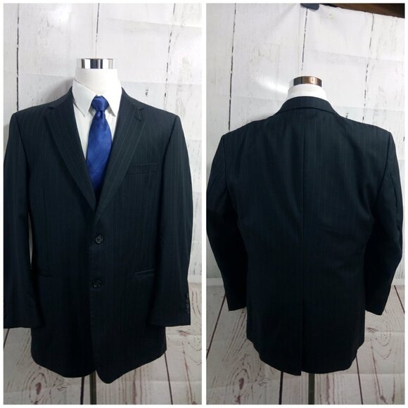 Jos A Bank Suit Blazer Sports Coat Blue Striped - Picture 6 of 11